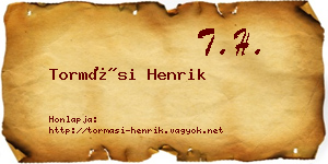 Tormási Henrik névjegykártya